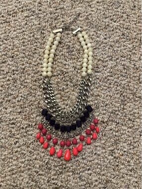 Free people black/cream/hot pink fashion neckless